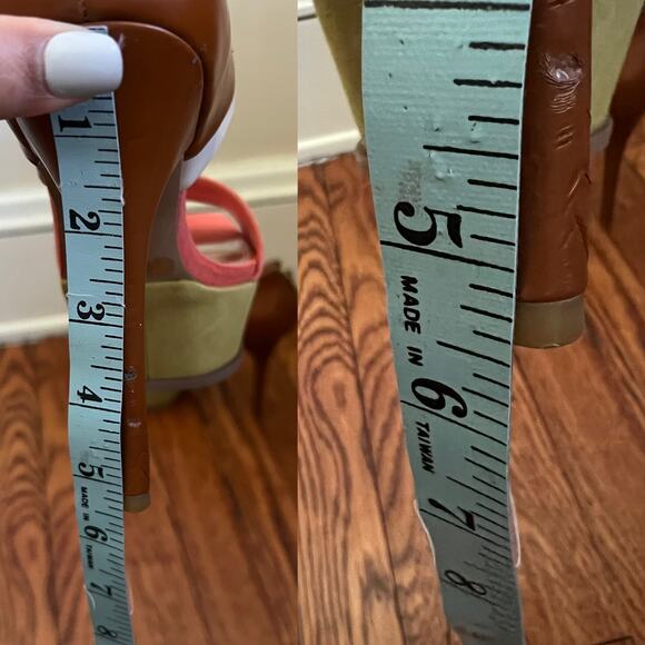 Suede Colorblock Venessa Stiletto Platform Heels Sandals Size 7.5 BackZip Boho - Picture 12 of 16